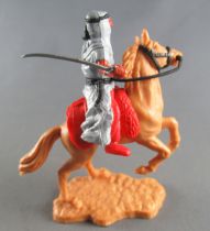 Timpo - Arabs - Mounted - Grey (variation) (scimitar) red trousers (black belt) light brown rearing up horse sand base