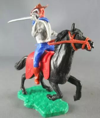 Timpo - Confederate 1st s�ries - Mounted Right Arm Raised (sabre) Black Rearing up Horse
