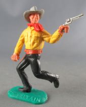 Timpo - Cow-Boys - 2nd Series - Footed Left Arm Raised Pistol Yellow Shirt yellow black runing legs brown belt