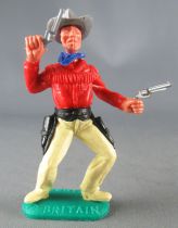Timpo - Cow-Boys - 2nd Series - Footed Right Arm Raised 2 guns Red Shirt yellow bent legs