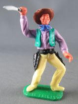Timpo - Cow-Boys - 2nd Series - Footed Right Arm Raised Knife Lilac Shirt yellow both legs bent black belt