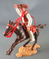 Timpo - Cow-Boys - 2nd Series - Mouted Right Arm Raised Whip White Shirt White legs brown galloping horse
