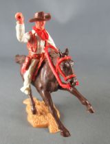 Timpo - Cow-Boys - 2nd Series - Mouted Right Arm Raised Whip White Shirt White legs brown galloping horse