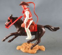Timpo - Cow-Boys - 2nd Series - Mouted Right Arm Raised Whip White Shirt White legs brown galloping horse