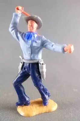 Timpo - Cow-Boys - 3�me S�rie - Pi�ton Bras Droit Lev� (Fouet) Chemise Bleu Clair Jambes Avan�antes Bleu Roi