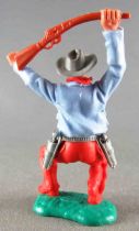 Timpo - Cow-Boys - 3rd Series - Footed Both Arm Raised (winchester) Black Shirt Blue Jacket Kneeling Black legs