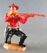 Timpo - Cow-Boys - 3rd Series - Footed Firing Rifle Red Shirt Kneeling Blacking legs