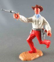 Timpo - Cow-Boys - 3rd Series - Footed Right Arm Outstretched (pistol) Left Arm (Winchester) White Shirt Running Red Legs