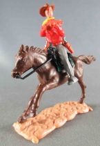 Timpo - Cow-Boys - 3rd Series - Mounted Firing Rifle Red Shirt Grey legs Brown Galloping Horse