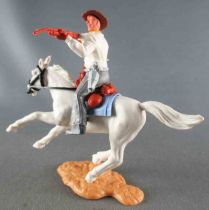 Timpo - Cow-Boys - 3rd Series - Mounted Firing Rifle White Shirt Grey legs White Galloping Horse