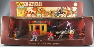 Timpo - Cow-Boys - V�hicule Diligence 2 Chevaux & Cowboys Neuf Boite (r�f 200)