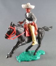 Timpo - Mexicains - Cavalier ceinture séparée 2 mains à hauteur de la taille veste grise 2 révolvers pantalon jaune sombrero bla