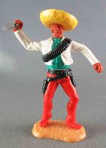 Timpo - Mexicains - Piéton bras droit levé veste blanche (couteau) sombrero jaune jambes rouges pied droit devant