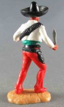 Timpo - Mexicains - Piéton bras droit levé veste blanche (couteau) sombrero noir jambes avançantes rouges