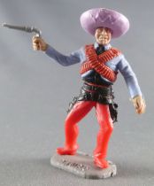 Timpo - Mexicains - Piéton bras droit tendu veste bleue (révolver) sombrero mauve jambes rouges pied droit vers la droite
