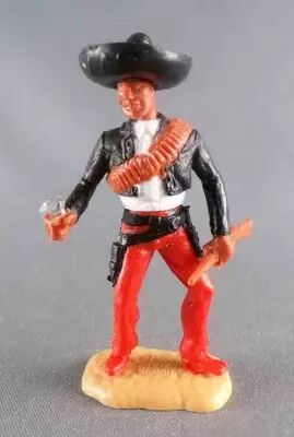 Timpo - Mexicains - Pi�ton Bras Gauche en Bas Veste Noire Revolver & Winchester Sombrero Noir jambes Rouges Pied Droit Devant