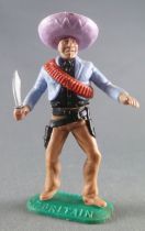 Timpo - Mexicans - Footed holding knife blue jacket lilac hat buff legs with right foot pointing ahead