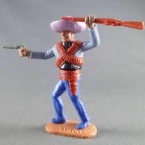 Timpo - Mexicans - Footed left arm raised blue jacket ( pistol & winchester) lilac hat blue legs advancing legs