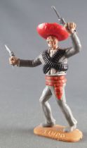 Timpo - Mexicans - Footed left arm raised grey jacket (2 pistols) red hat grey advancing legs