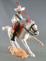 Timpo - Mexicans - Mounted (moulded belt) both hands at waist height white jacket (pistol & whip) black legs white hat white gal