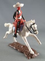 Timpo - Mexicans - Mounted (moulded belt) left arm down black jacket (winchester & pistol) black legs white hat white galloping 