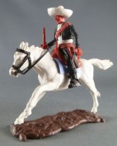 Timpo - Mexicans - Mounted (moulded belt) left arm down black jacket (winchester & pistol) black legs white hat white galloping 