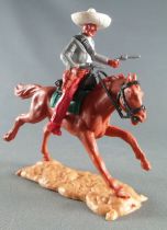 Timpo - Mexicans - Mounted (separate belt) both hands at waist height grey jacket (2 pistols) red legs white hat brown galloping