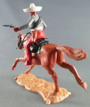 Timpo - Mexicans - Mounted (separate belt) both hands at waist height grey jacket (2 pistols) red legs white hat brown galloping