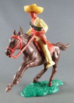 Timpo - Mexicans - Mounted (separate belt) holding knife yellow jacket yellow legs yellow hat dark brown galloping (short) horse