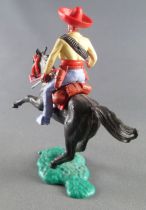 Timpo - Mexicans - Mounted (separate belt) left arm down yellow jacket (2 pistols) blue legs red hat black galloping (short) hor