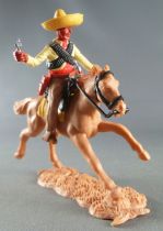 Timpo - Mexicans - Mounted (separate belt) right arm pointing yellow jacket (pistol) buff legs yellow hat light brown galloping 