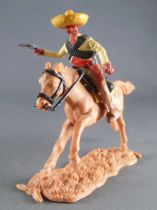 Timpo - Mexicans - Mounted (separate belt) right arm pointing yellow jacket (pistol) buff legs yellow hat light brown galloping 