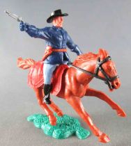 Timpo - Us cavalerie (Nordiste) 1ère série - Cavalier Officier bras droit tendu (revolver) Cheval marron galop court