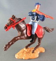 Timpo - Us cavalerie (Nordiste) 2ème série (tête 2 pièces) - Cavalier tireur fusil (winchester) Cheval brun galop court