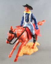 Timpo - Us cavalery (Federate) 1st séries - Mounted both arms by sides (winchester) Brown galloping Horse Sand Base