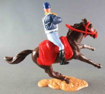 Timpo - Us cavalery (Federate) 2sd séries (2 pieces head) - Mounted firing rifle (winchester) brown galloping horse