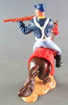 Timpo - Us cavalery (Federate) 2sd séries (2 pieces head) - Mounted firing rifle (winchester) brown galloping horse