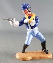 Timpo - Us cavalery (Federate) 3rd séries (white gloves) - Footed firing pistol other arm in sling (medium blue) (blue kepi blac