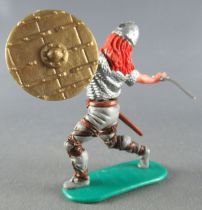 Timpo - Viking - Footed Wounded by arrow (broken arrow) (red hairs) grey advancing legs sword gold shield