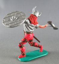 Timpo - Viking - Footed Wounded by arrow (broken arrow) (red hairs) red advancing legs double axe silver shield