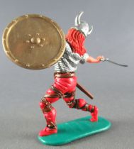 Timpo - Viking - Footed Wounded by arrow (broken arrow) (red hairs) red advancing legs sword gold shield