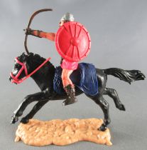Timpo - Viking - Mounted Archer (brown hairs) red legs red shield blue saddle galloping (long) black horse