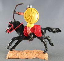 Timpo - Viking - Mounted Archer (brown hairs) yellow legs yellow shield red saddle galloping (long) black horse