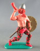 Timpo - Viking - Piéton Sonneur de cor (roux) jambes courantes rouges bouclier doré