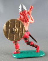 Timpo - Viking - Piéton Sonneur de cor (roux) jambes courantes rouges bouclier doré