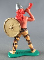 Timpo - Viking - Piéton Sonneur de cor (roux) jambes écartées crèmes bouclier doré (arrière)