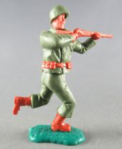 Timpo - WW2 - Americans - 2nd series - Firing rifle running legs green base