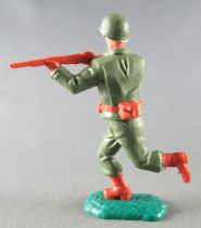 Timpo - WW2 - Americans - 2nd series - Firing rifle running legs green base