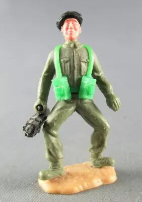 Timpo - WW2 - Anglais (Blind�s B�ret Noir) - 1�re s�rie - Les 2 bras baiss�s (bren gun) jambes pli�es �cart�es