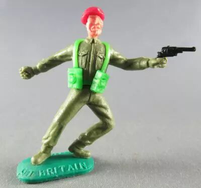 Timpo - WW2 - Anglais (Paras B�ret Rouge) - 1�re s�rie - Lanceur grenade (r�volver) jambes penchant vers la gauche